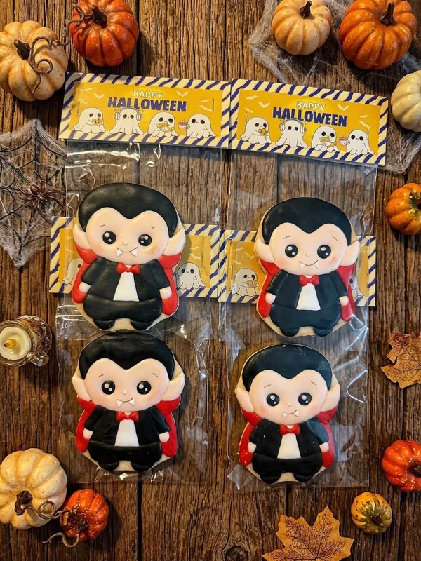Vampire cookies in Halloween gift packaging